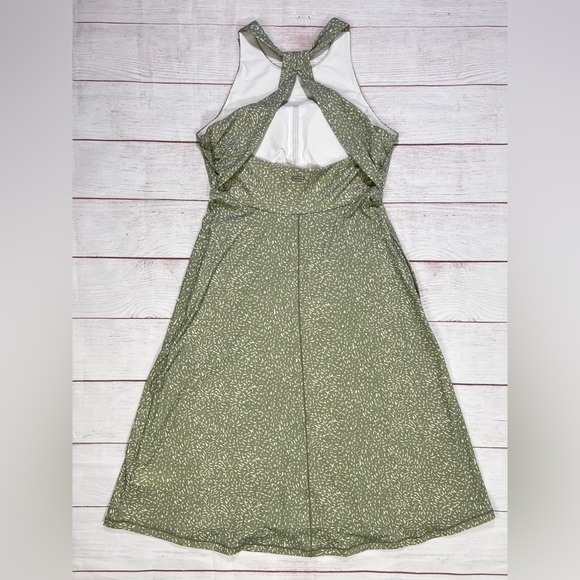 Prana Jewel Lake Summer Dress - S - Juniper Green Sharkstooth Midi High Neck - Picture 4 of 16